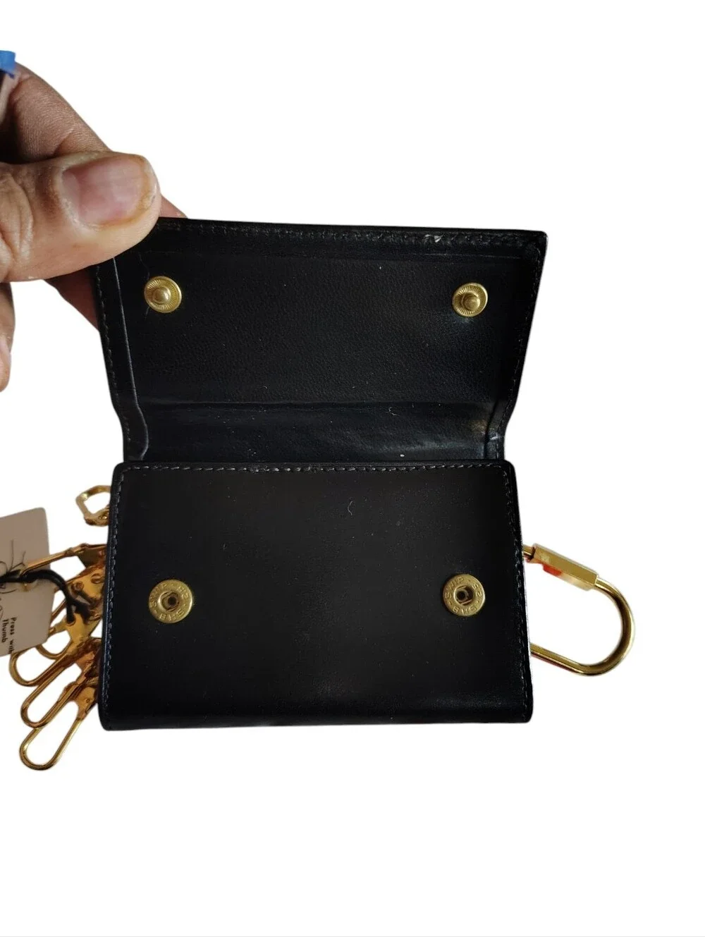 Vintage Bosca Black Leather 6 Key Card Wallet Case with Gold Hardware USA    55